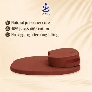 Natural Linen Cotton Oval Ellipse Meditation Cushion with 15% Slope Trapezoid Design for Yoga Studio