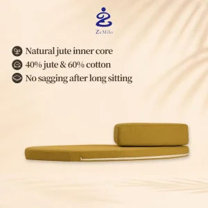 Natural Linen Cotton Round Circular Meditation Cushion Set with Easy Carry Portable Design for Daily Floor