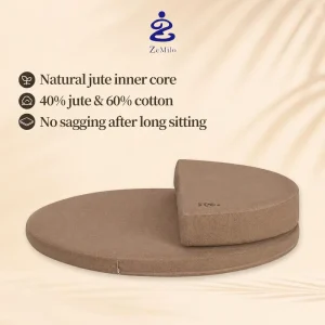 Natural Linen Cotton Round Circular Meditation Seat Pad with Removable Washable Cover for Yoga Studio