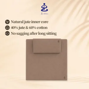 Natural Linen Cotton Square Quadrate Meditation Seat Pad with Removable Washable Cover for Yoga Studio