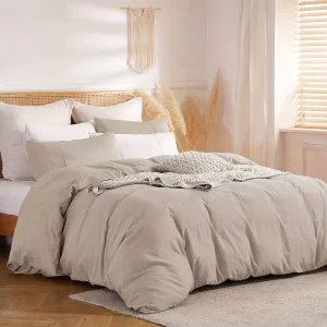 Natural Linen Duvet Cover Soft Breathable Farmhouse Durable Cooling 100% Linen Duvet Cover Set