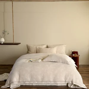 Natural Linen Simple Solid Color Breathable Linen Sheets & Linen Bed Cover Four Piece Household Bedding Set
