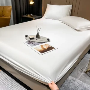 Natural Mulberry Silk Plain Bed Fitted Sheet Deep 25CM Mattress Cover Customized Size High End 600 Thread Count