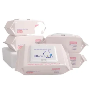 Natural Pure Baby Wipes OEM 80 Sheets Flushable Material Baby Toilet Wet Tissues for Baby Sensitive Skin