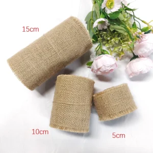 Natural Vintage Jute Burlap Ribbon 100% Hessian Lace Roll for Wedding Chair Lace Sash Cover for Girls
