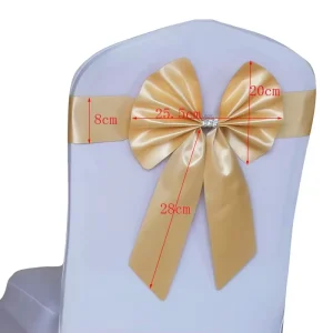Navy Blue Spandex Stretch Chair Sash with Silver Ring Slide