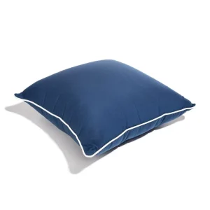 Navy Blue and White Trimmed Outdoor Square Pillow Customizable Decorative Cushion for Terraces and Lounges