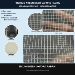 Net Jacquard Abrasion-Resistant Nylon Oxford Fabric for Handbags Backpacks Luggage Tents Outdoor Supplies
