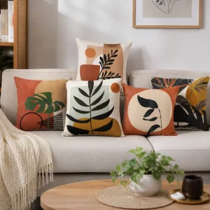 Neutral Boho Abstract Throw Pillow Cover Soft Polyester Minimalist Face Line Art Cushion Case Accent Shell for Couch