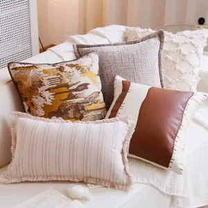Neutral Boho Cushion Cover Set Abstract Jacquard Decorative Throw Pillows Cushion Covers for Sofa Bedroom Home Decor