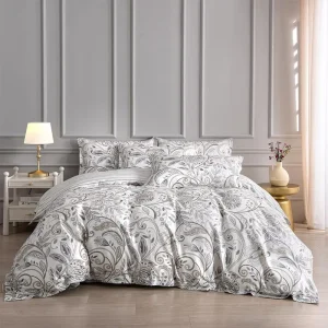 Neutral Paisley Duvet Cover Set HD Digital Printed Fadeless Reversible 100% Microfiber Minimalist Boho Luxury Bedding