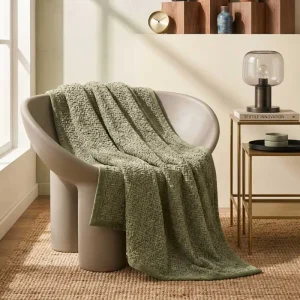 Neutral Sage Green Chenille Blanket Flannel Plush Throw Blanket for Sofa Bed Minimalist Home Decor Perfect Cozy Gift
