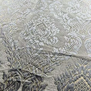 Neutral Tone Heavyweight 100% Polyester Dyed Woven Fabric with Baroque Floral Motif for Curtains and Upholstery