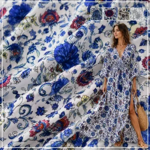 New 100% Rayon Coin Jacquard Plain Fabric Vintage Printed Woven Soft Breathable For Dress Curtain 55 56″ 80gsm Stock