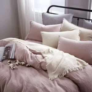 New Arrival 100% Linen High Quality Woven Modern 4 piece Wedding Bed Sheet Set Eco friendly 100tc Custom Logo Custom Made