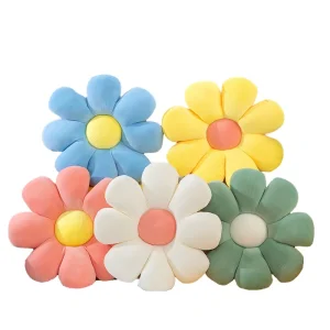 New Arrival Cute Daisy Floral Pattern Soft Stuffed Seat Cushion & Throw Pillow Knitted Decorative Pillows