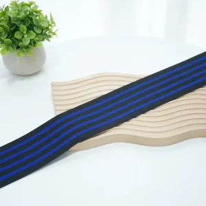 New Arrival Eco Friendly Black Dark Blue Striped Spandex Nylon Elastic Webbing for Garment Bags Home Textiles Athletic Supports