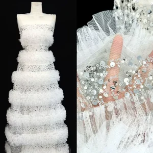 New Arrival Eco Friendly Organic Beaded Lace Fabric Tutu Dress with Sequins for Party and Birthday Cake Wear