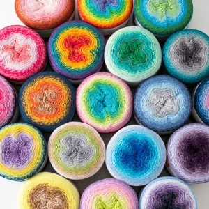 New Arrival Fancy Gradient Space Dyed Cotton Acrylic Blended Cake Yarn for Knitting Shawl Scarf and Dress