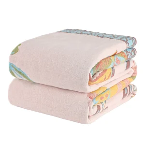 New Arrival Floral Pattern Gauze Art Bed Cover Soft Breathable Summer Air Conditioner Towel Blanket