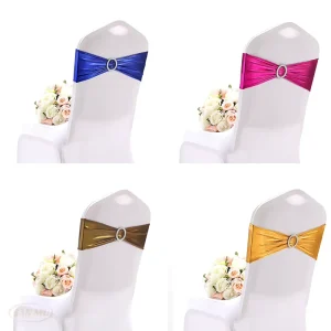New Arrival Hotel Chair Back Decoration With Buckle Elastic Strap Wedding Banquet Elastic Hanger Chair Band Sash