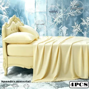 New Arrival Luxury Cooling Silk Bedding Set Queen King Size Machine Washable Bed Sheet Set
