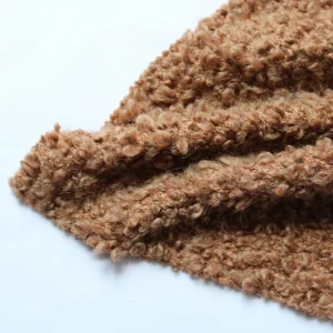 New Arrivals Brown Soft Comfortable Fashion Boucle Knitted Wool Fleece Polyester Fabric Teddy Fabric for Clothing Sofa