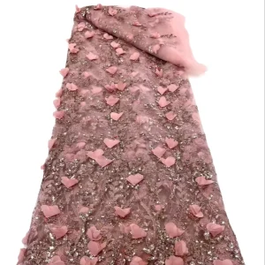 New Breathable 100% Polyester Knitted Lace Fabric Three-dimensional Embroidery Women Girls Dresses Wedding Use Accessories
