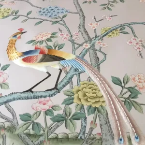 New Chinese Style Luxurious Waterproof Eco Friendly Embroidery Wallpaper Embroidered Floral Wall Panel Home Hotel Living Room
