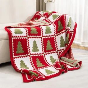 New Christmas Throw Blanket Festive Winter Sofa Blanket Knitted Fleece Blanket for Bedroom Holiday Decor