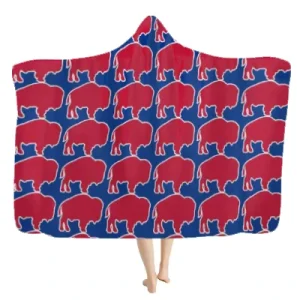 New Custom Buffalo Football Wearable Hooded Throw Blanket Printed Soft Fleece Blanket for Couch Sofa Chair Travel