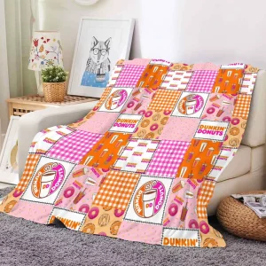 New Custom Donut Food Coffee Shop Pattern Plush Blanket Soft Warm Fleece Flannel Throw Sofa Bed Nap Quilt Blanket