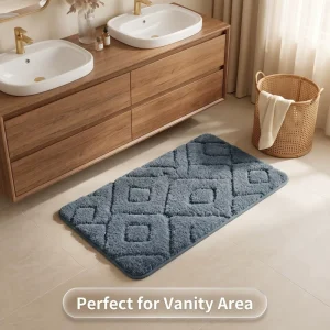 New Custom Solid Color Bathroom Mat Water Absorbent Bath Rug Microfiber Bath Mats with Non Slip TPR Backing