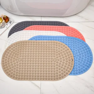 New Customised Non Slip TPE Solid Eco Friendly Cell Design Hard Massage Bath Mat for Kids Bathroom Shower Tub