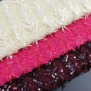 New Design 100% Polyester Embroidered Mesh Sequins Fabric for Women’s Tops and Blouses for Swimwear and Accessories