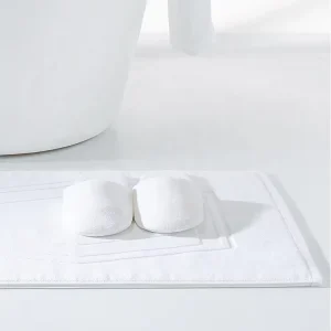 New Design Bath Mats 32S Cotton White Bathroom Floor Mats with Jacquard logo