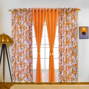 New Design Blackout Curtains Floral Sheer Curtain Set Match Cushion Cover Curtain Drape Rideau