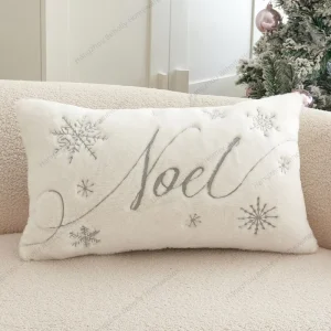 New Design Christmas Decor White Fabric Embroidery Throw Pillow Case 30x50cm Living Room Home & Hotel Use