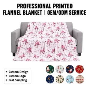 New Design Christmas Senta and unicorn Custom Printed Large Flannel Fleece Throw Blanket