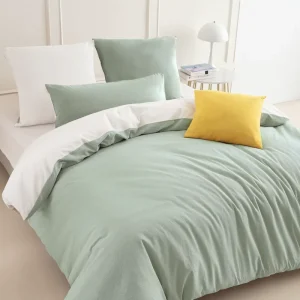 New Design Comforter Set Queen Size Two Tone Microfiber 300tc 100% Washed Linen Wedding Seven-piece Kit Bedding Set