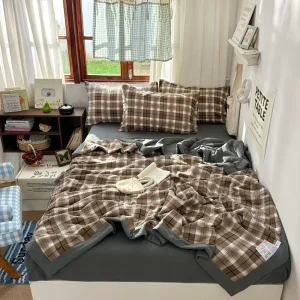 New Design Custom Cotton Fabric All-Season Solid Color Breathable Cozy Washable Quilt Cover Bedsheet Pillowcase Bedding Sets