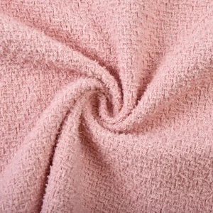 New Design Exquisite and Low-key Pink Boucle Tweed Fabric Soft Woven Material for Spring Dresses and Elegant Vests