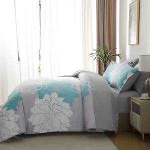 New Design Gray Modern Chinese Style 3-Piece Polyester 200TC Machine Washable Bed Sheets Duvet Cover Set