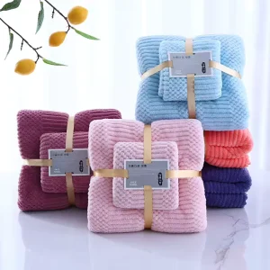 New Design High Quality Baby Towel Sets Coral Fleece Beach Towel Absorbent Home Bathroom Towel Set