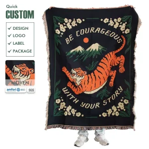 New Design Jacquard Cotton Polyester Tapestry Woven Throw Blanket Quality Assurance Four Seasons Hotel Use