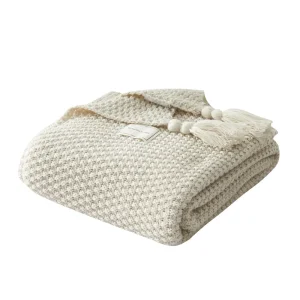 New Design Knitted Blankets for Couch and Bed Soft Comfortable Blanket with Tassels