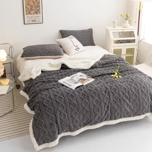 New Design Knitted Jacquard Velvet Throw Blanket