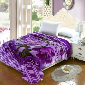 New Design Korean Mink Blanket Yiwu Factory 2 Ply 1 Side Embossed Raschel Blanket Polyester