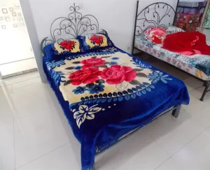 New Design Korean Style 100% Polyester 8kg One Ply Printed Bedding Set Raschel 4pcs Blanket Bedding Sets