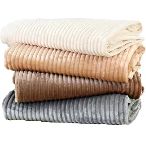 New Design Large Flannel Fleece Plush Minky Velvet Blanket Custom Coral Striped Pattern Throw for Adults Bed Sheet Warmer